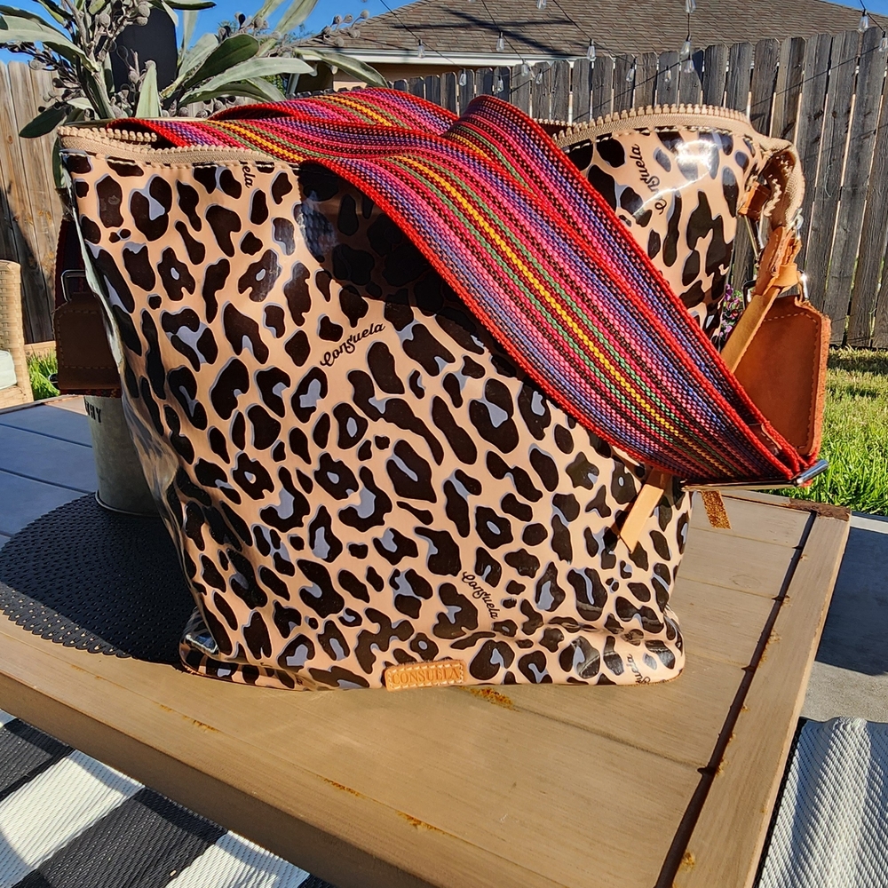 Leopard Print Women Bag with Multicolor Strap